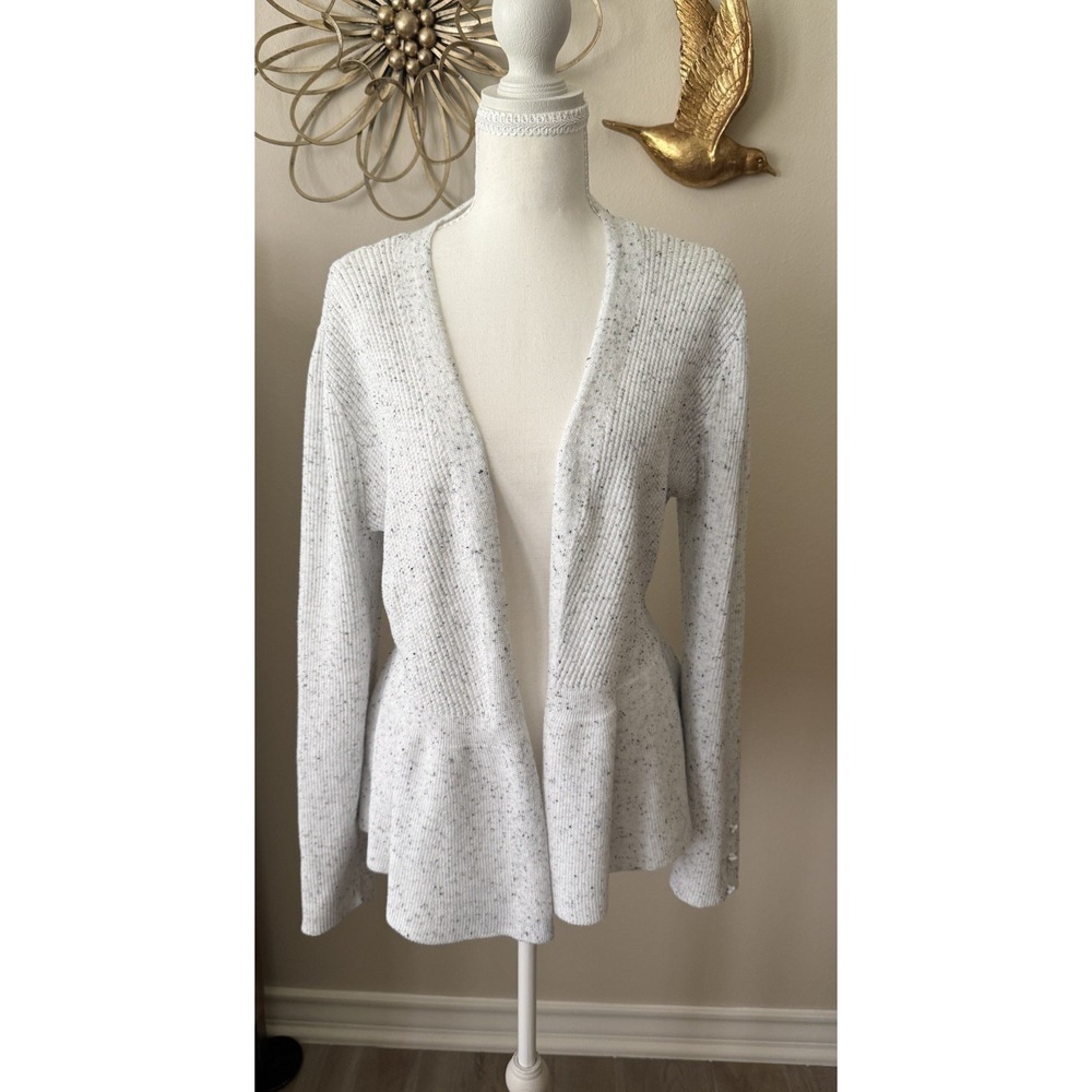 Verve Ami Speckled Knit Cardigan Womens XL Peplum Open Front Chic Sweater